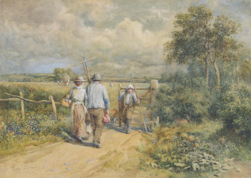 Appraisal: PERCY BROOKE United Kingdom active - watercolor on paper workers