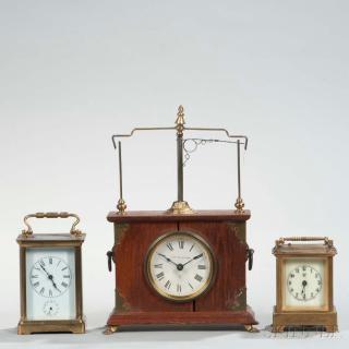 Appraisal: Flying Pendulum Ignatz and Two Carriage Clocks New Haven Connecticut