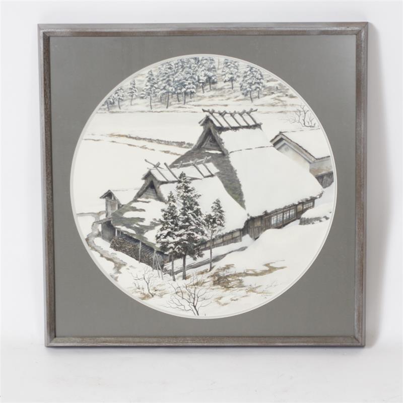 Appraisal: Japanese watercolor House in Hiregaward signed Brian Williams ' diameter