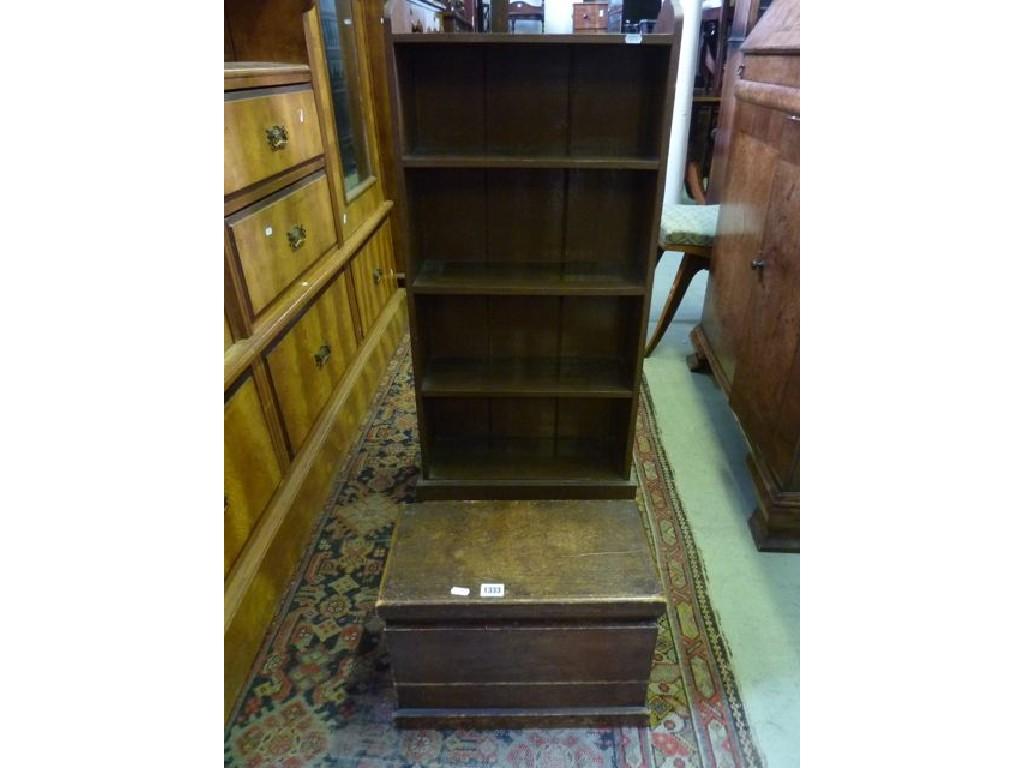 Appraisal: A small Victorian stained pine open bookcase together with a