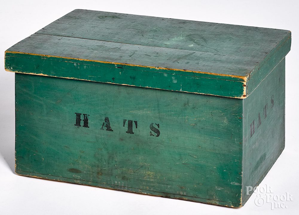 Appraisal: New England green painted Hats box New England green painted