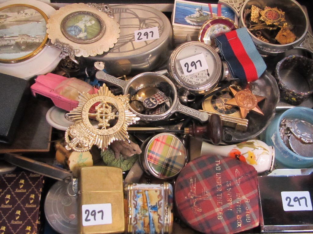 Appraisal: A box of miscellania - boxes zippo lighters quaich medals