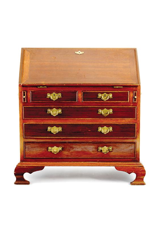 Appraisal: Miniature George III style mahogany bureau slant front opening to