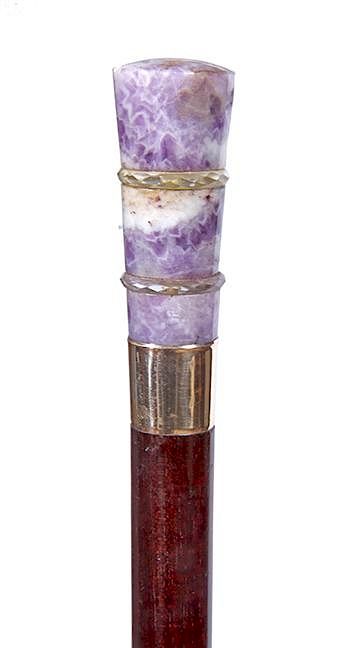 Appraisal: Amethyst Dress Cane- Ca - A well colored amethyst hardstone