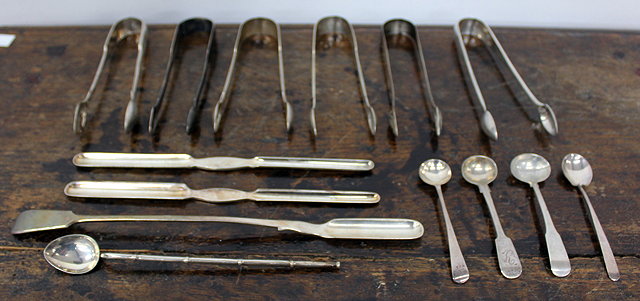 Appraisal: FOUR PAIRS OF SILVER SUGAR NIPS further silver and silver