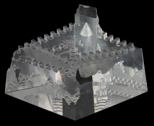 Appraisal: Steuben Castle of Dreams art glass sculpture designed by David