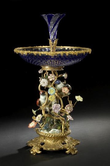 Appraisal: Large and Opulent Napoleon III-Style Gilt-Brass-Mounted Porcelain and Blue Overlay