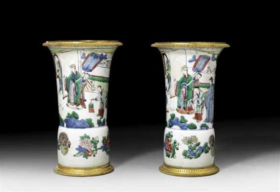 Appraisal: PAIR OF VASES WITH BRONZE MOUNTS late Louis XV the