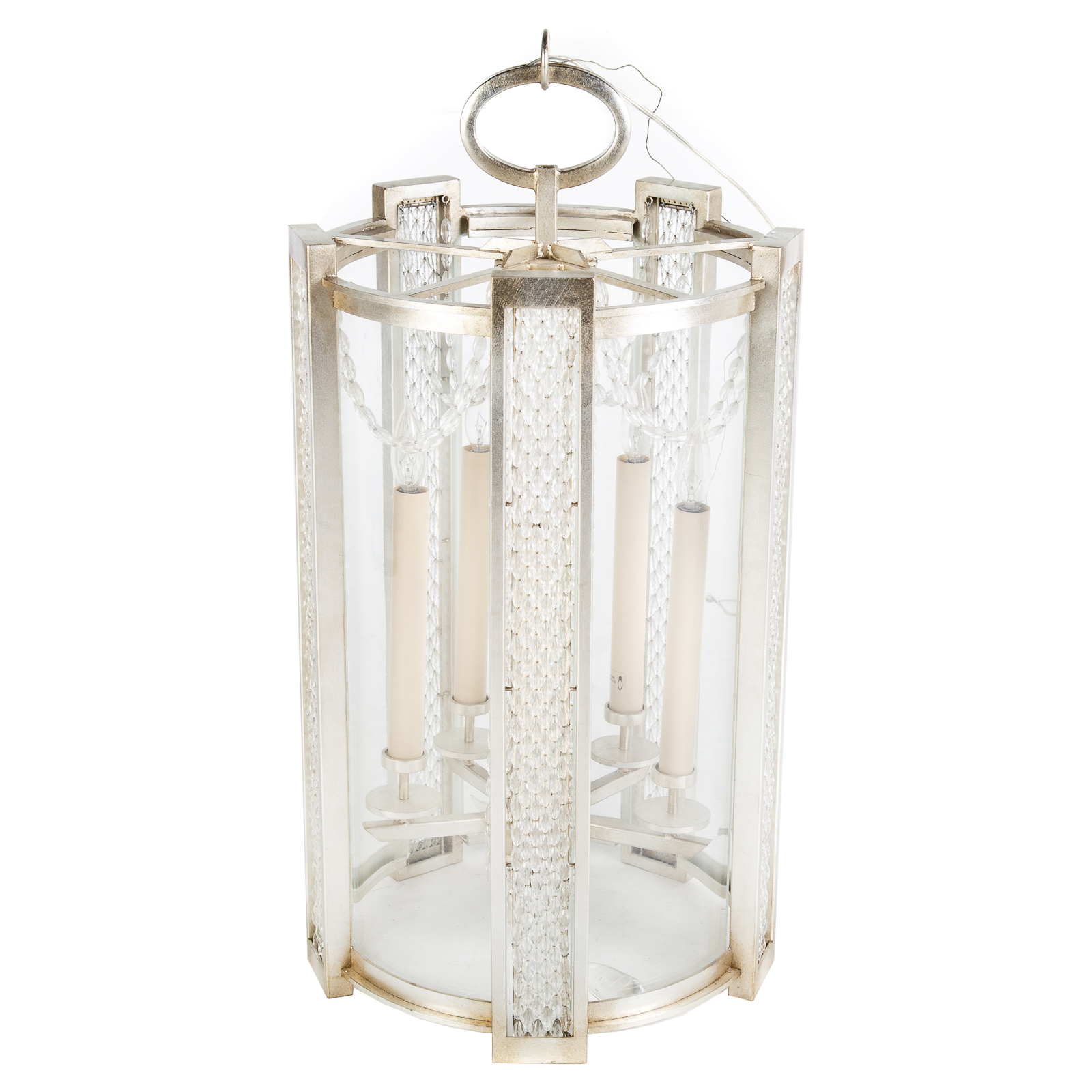 Appraisal: CONTEMPORARY HANGING LIGHT FIXTURE Large metal framed cylindrical five light