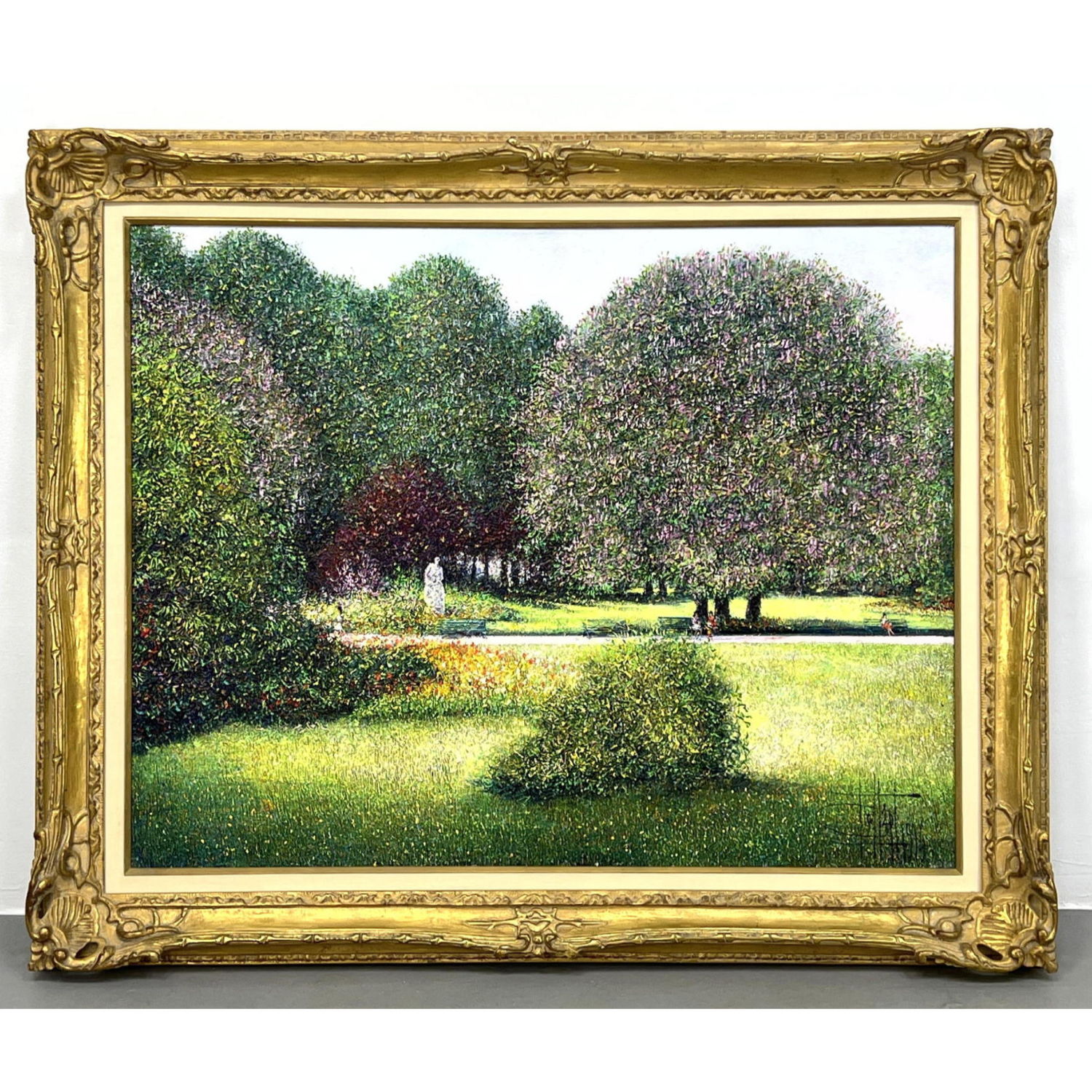 Appraisal: Signed French Garden Scene Painting on Canvas Paris Jardins des