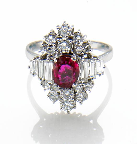 Appraisal: A ruby diamond and k white gold ring estimated total