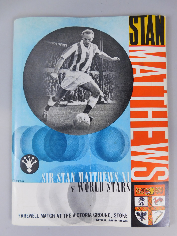 Appraisal: A testimonial football programme for a match between Sir Stan