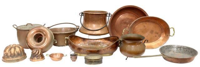 Appraisal: lot of Collection of copper and brass kitchenware early th