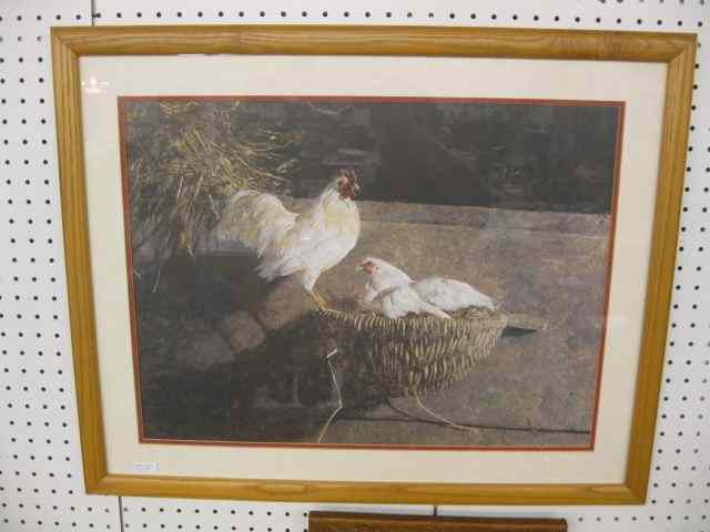 Appraisal: Lithograph of Chickens image area '' x ''