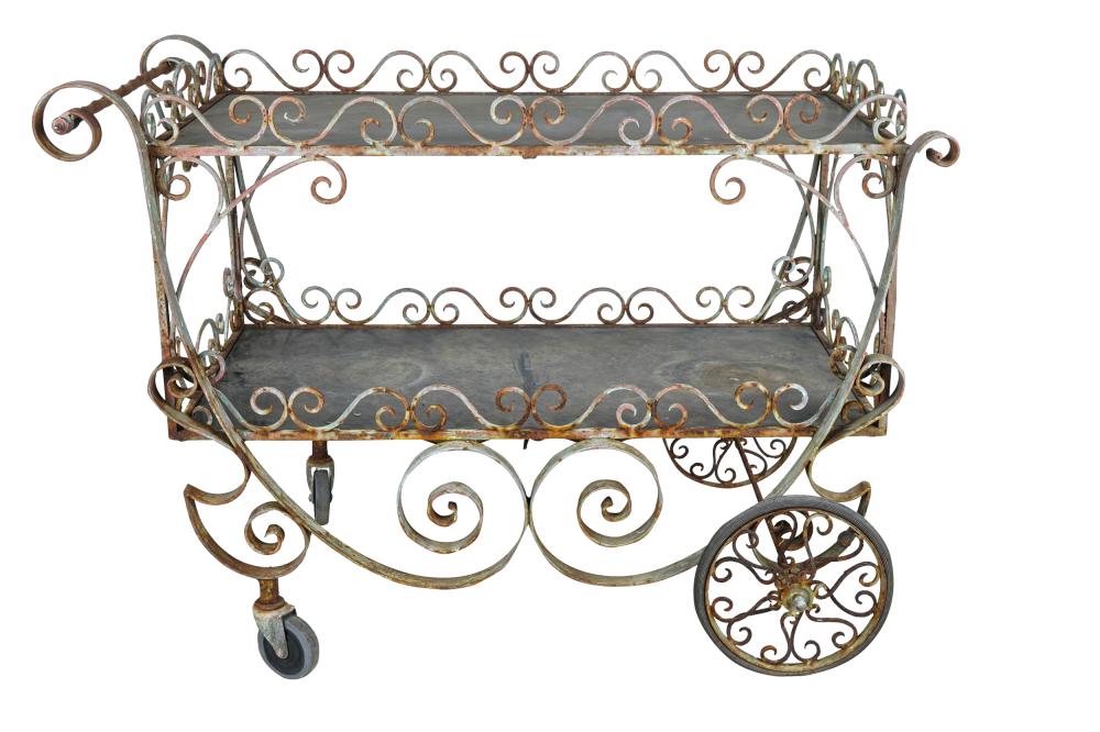 Appraisal: IRON FLOWER CARTon wheels Condition oxidation throughout inches wide inches