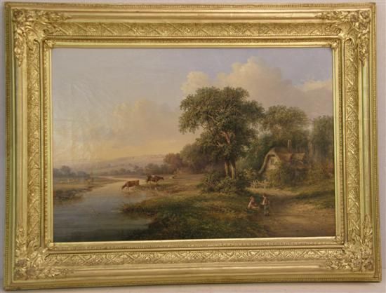 Appraisal: th century English School country scene with cattle a lane