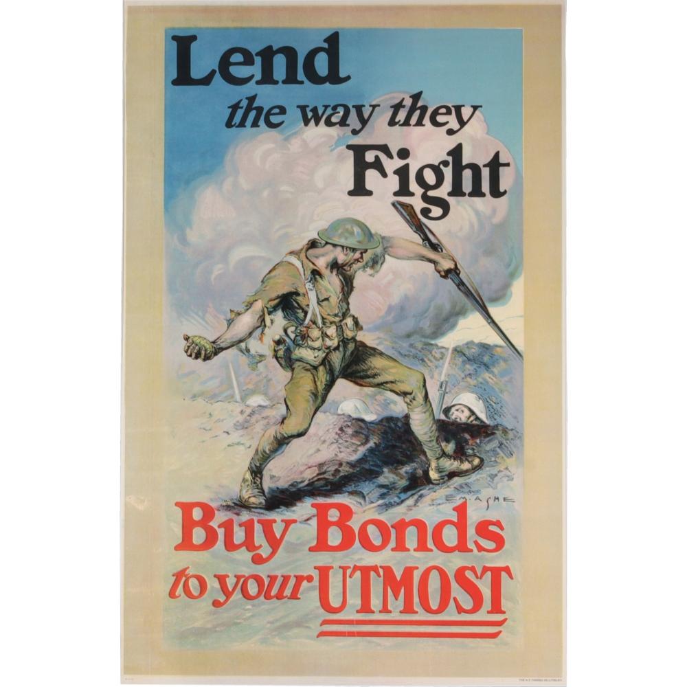 Appraisal: WW POSTER LEND THE WAY THEY FIGHT BUY BONDS TO