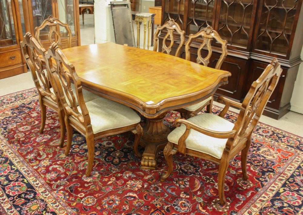 Appraisal: CONTINENTAL STYLE DINING TABLE AND SIX CHAIRS SET c the