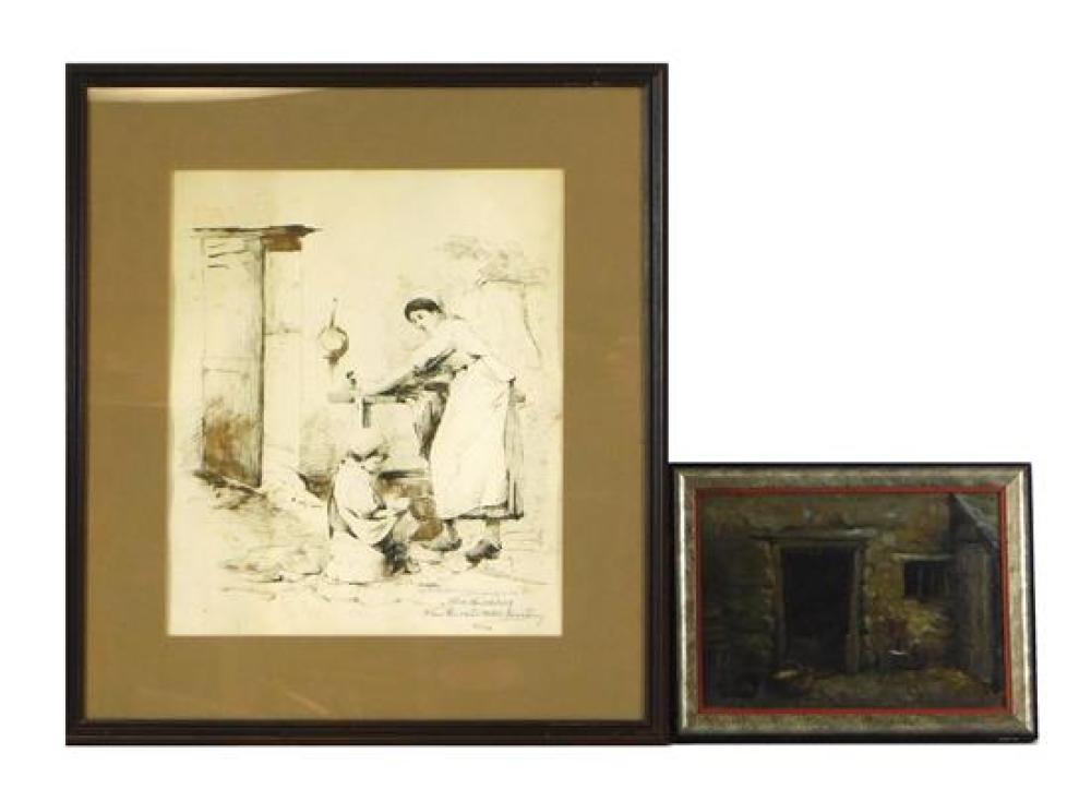 Appraisal: Alice Kerr-Nelson Hirschberg English - two framed artworks including signed