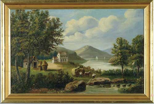 Appraisal: UNSIGNED American th Century HUDSON RIVER VIEW Landscape scene shows