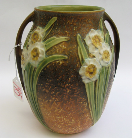 Appraisal: AMERICAN ROSEVILLE ART POTTERY VASE in the Jonquil pattern inches