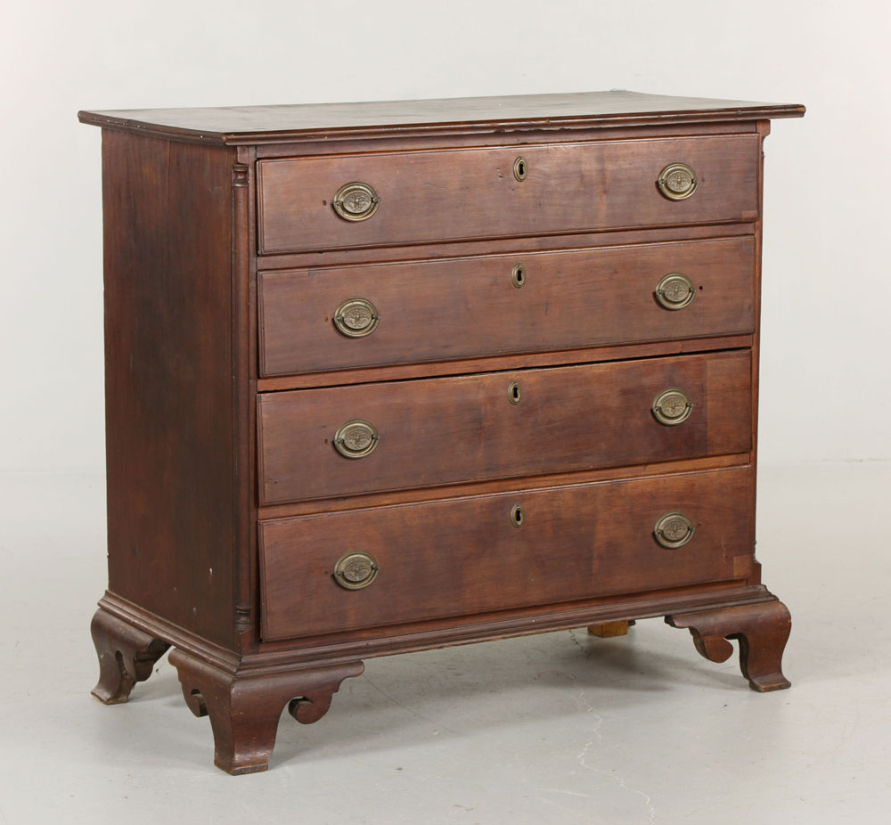 Appraisal: - th C Chippendale Cherry Chest th century Chippendale four-drawer