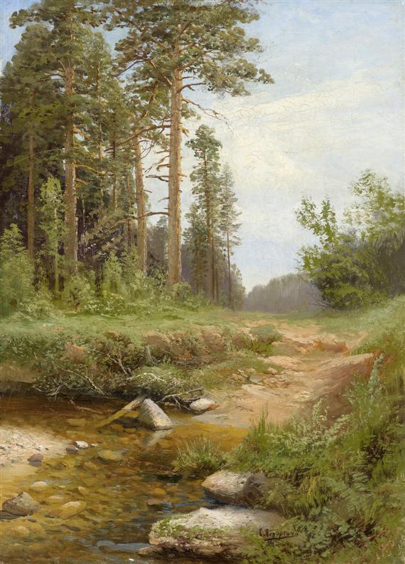 Appraisal: FEDOROV SIMEON FEDOROVICH Russia Forest landscape Oil on canvas Signed