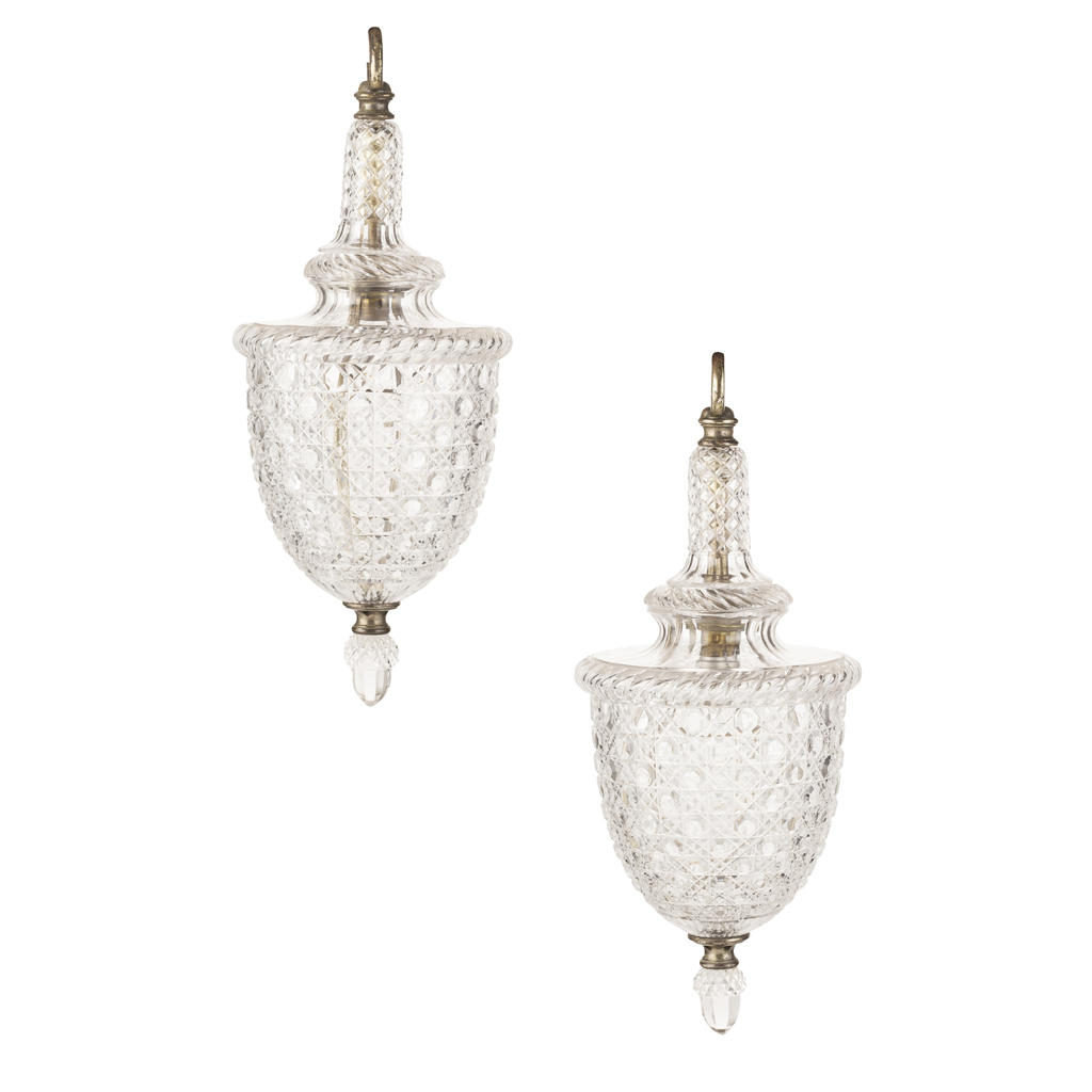 Appraisal: PAIR OF OSLER CUT GLASS PENDANT LIGHTS TH CENTURY inverted