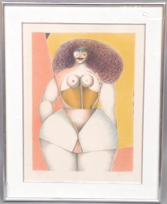 Appraisal: RICHARD LINDNER AMERICAN - Color lithograph Mod lady Pencil signed