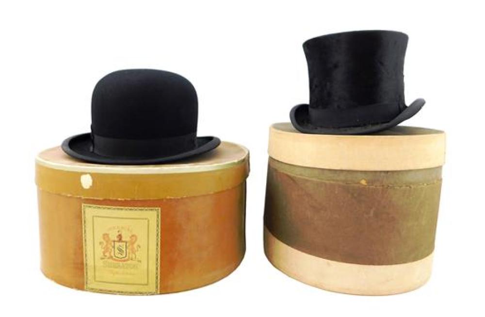 Appraisal: Two vintage men's hats with hat boxes late th early