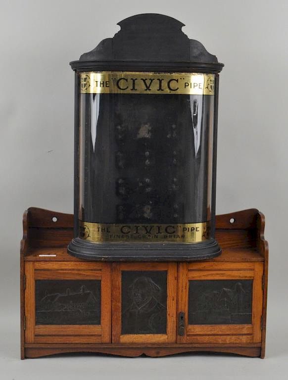 Appraisal: Civic Pipe Display Case A Shakespeare Cabinet the Civic case