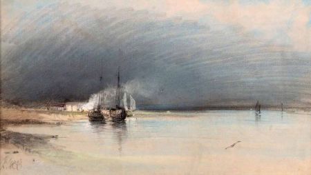 Appraisal: HENRY BRIGHT - BRITISH Initialled and Dated Pastel Boats on