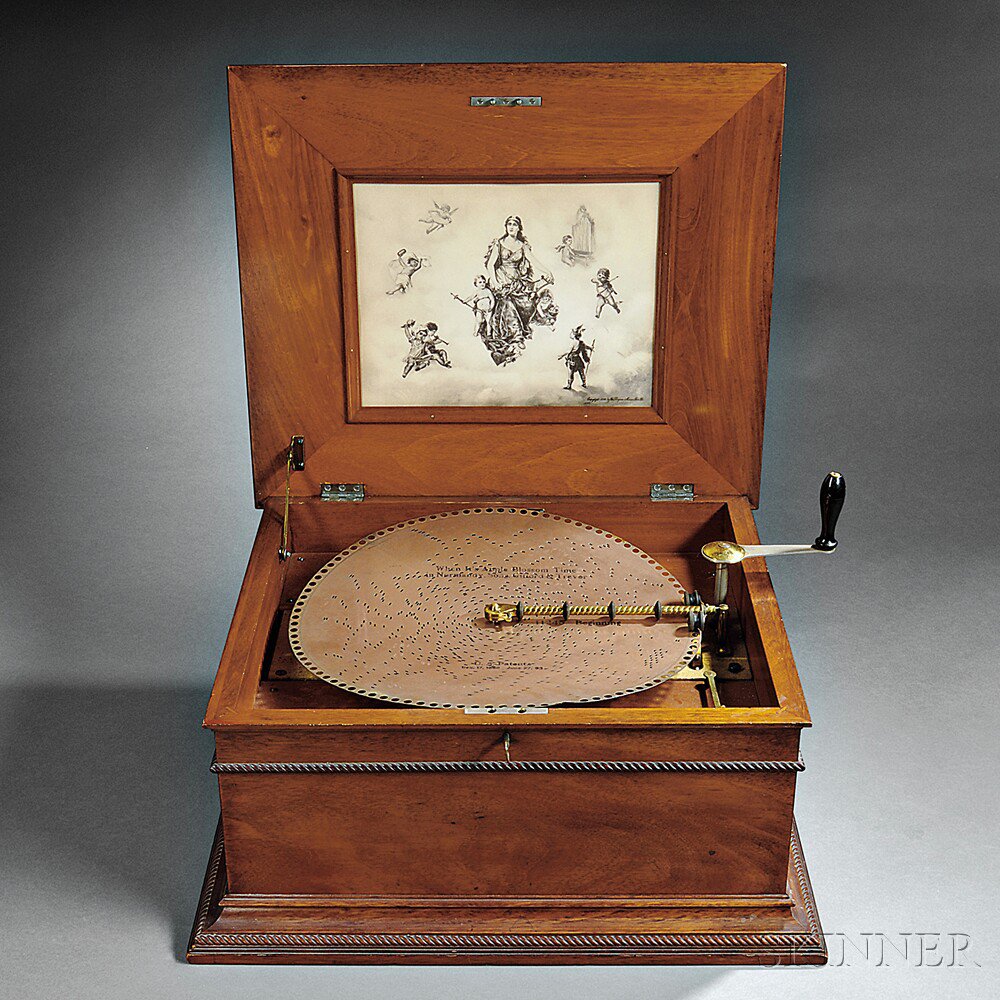 Appraisal: Regina -inch Mahogany Disc Musical Box No with brass bedplate