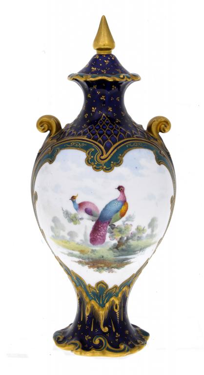 Appraisal: A ROYAL CROWN DERBY COBALT GROUND TWO HANDLED VASE AND