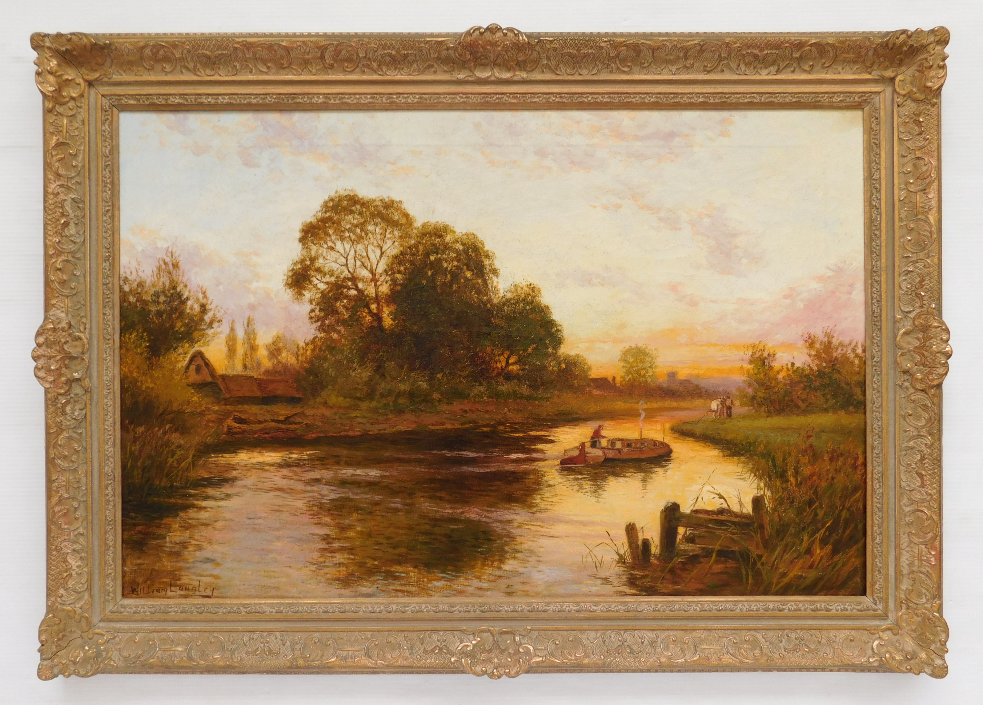 Appraisal: William Langley British - River Boat being Pulled by a