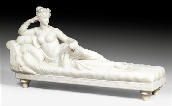 Appraisal: MARBLE SCULPTURE OF PAULINE BORGHESE AS VENUS VICTRIX late Empire