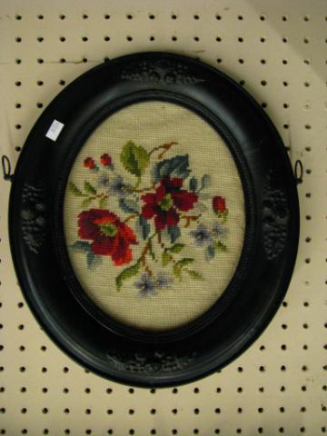 Appraisal: Pair of Victorian Framed Needlepoint Wall Hangings in floral motif