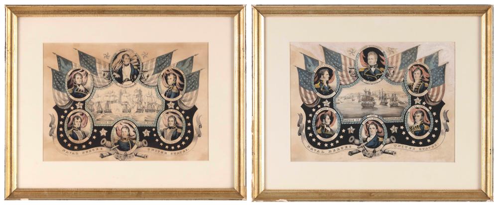 Appraisal: TWO NATHANIEL CURRIER NAVAL HEROES OF THE UNITED STATES LITHOGRAPHS