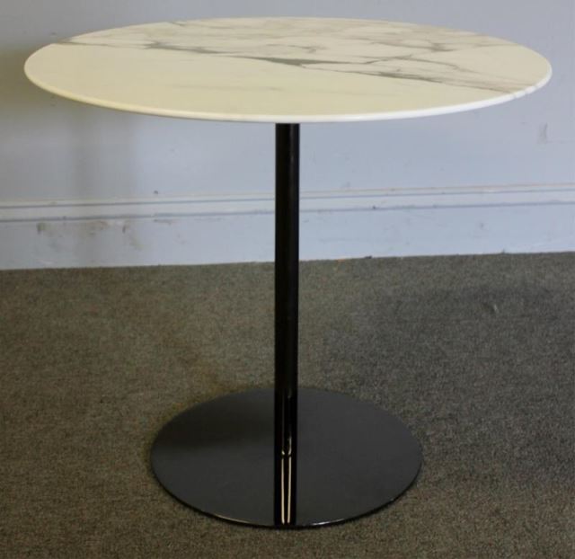 Appraisal: Modern Smoked Chrome and Marble Top Side Table Labeled Minotti