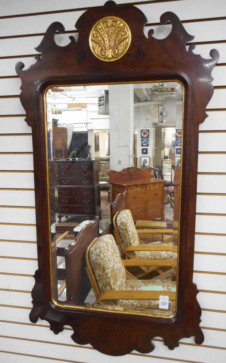 Appraisal: CLASSIC CHIPPENDALE STYLE WALL MIRROR American th century a rectangular