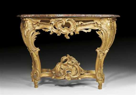 Appraisal: PIERCED AND CARVED GILTWOOD CONSOLE Louis XV Paris circa With