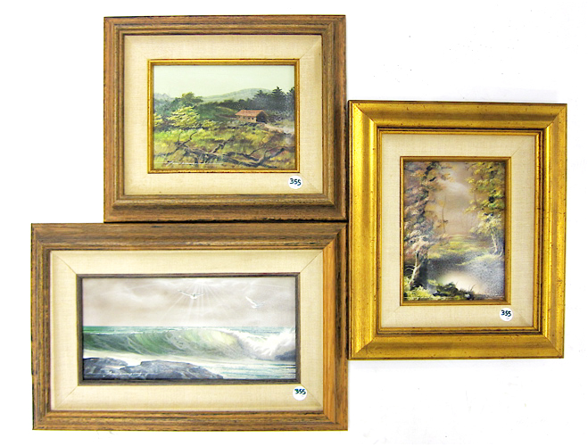 Appraisal: FRANK MAGSINO THREE OILS ON BOARD California born Depicting a