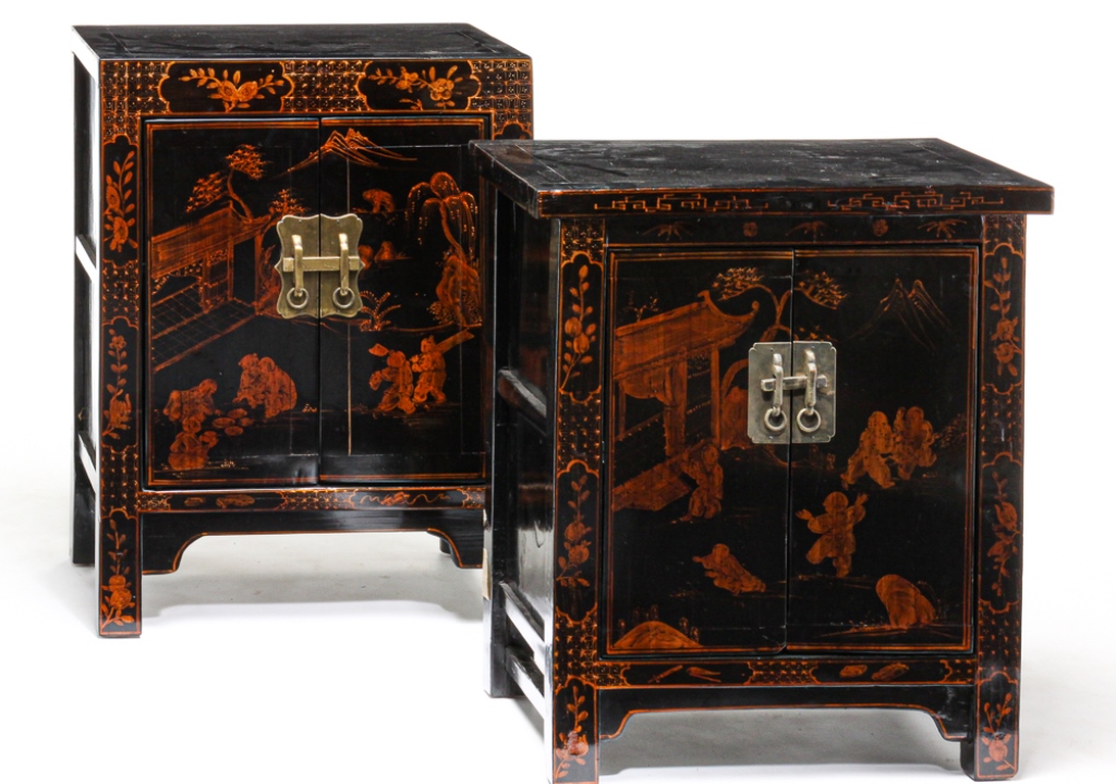 Appraisal: TWO CHINESE DECORATED END CABINETS Attributed to Shanxi late th