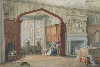 Appraisal: Joseph Nash British - Lympke Hall Watercolor on paper matted