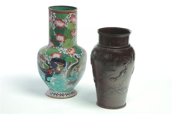 Appraisal: TWO VASES China early th century Cloisonne with dragon and