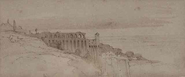 Appraisal: EDWARD LEAR - 'Tivoli' sepia inks and brown wash drawing