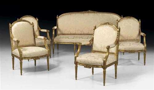 Appraisal: SUITE OF FURNITURE Louis XVI in the style of J