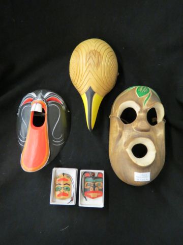 Appraisal: pc Carved Indian Masks Northwest coast type some signed includes