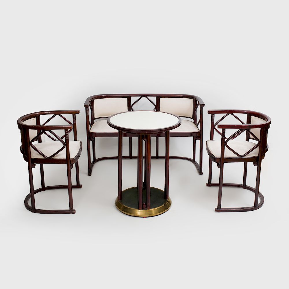 Appraisal: Suite of Josef Hoffman Stained Wood Seat Furniture Comprising A