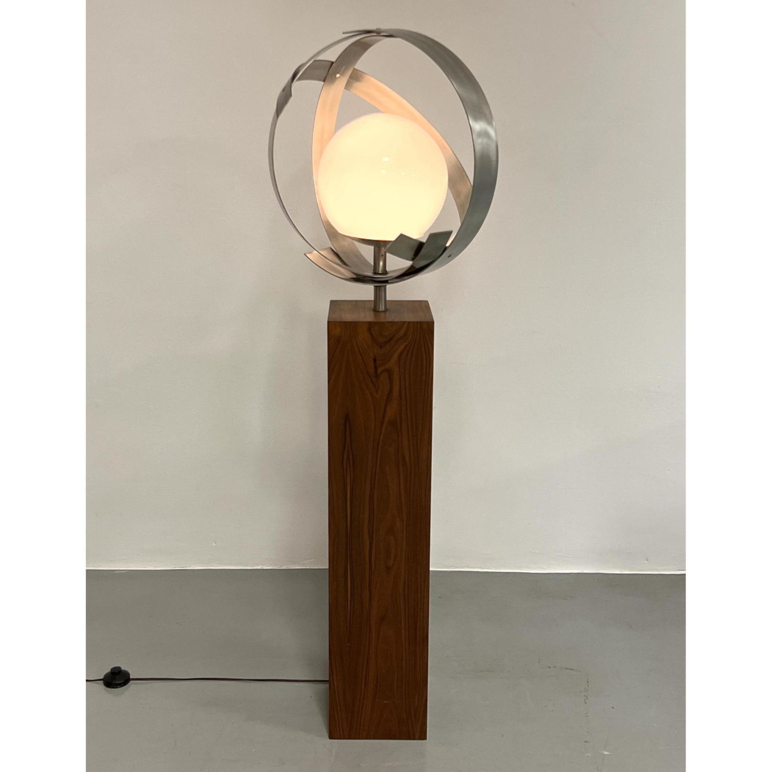 Appraisal: Laurel eclipse Walnut and Aluminum Floor Lamp Dimensions H inches